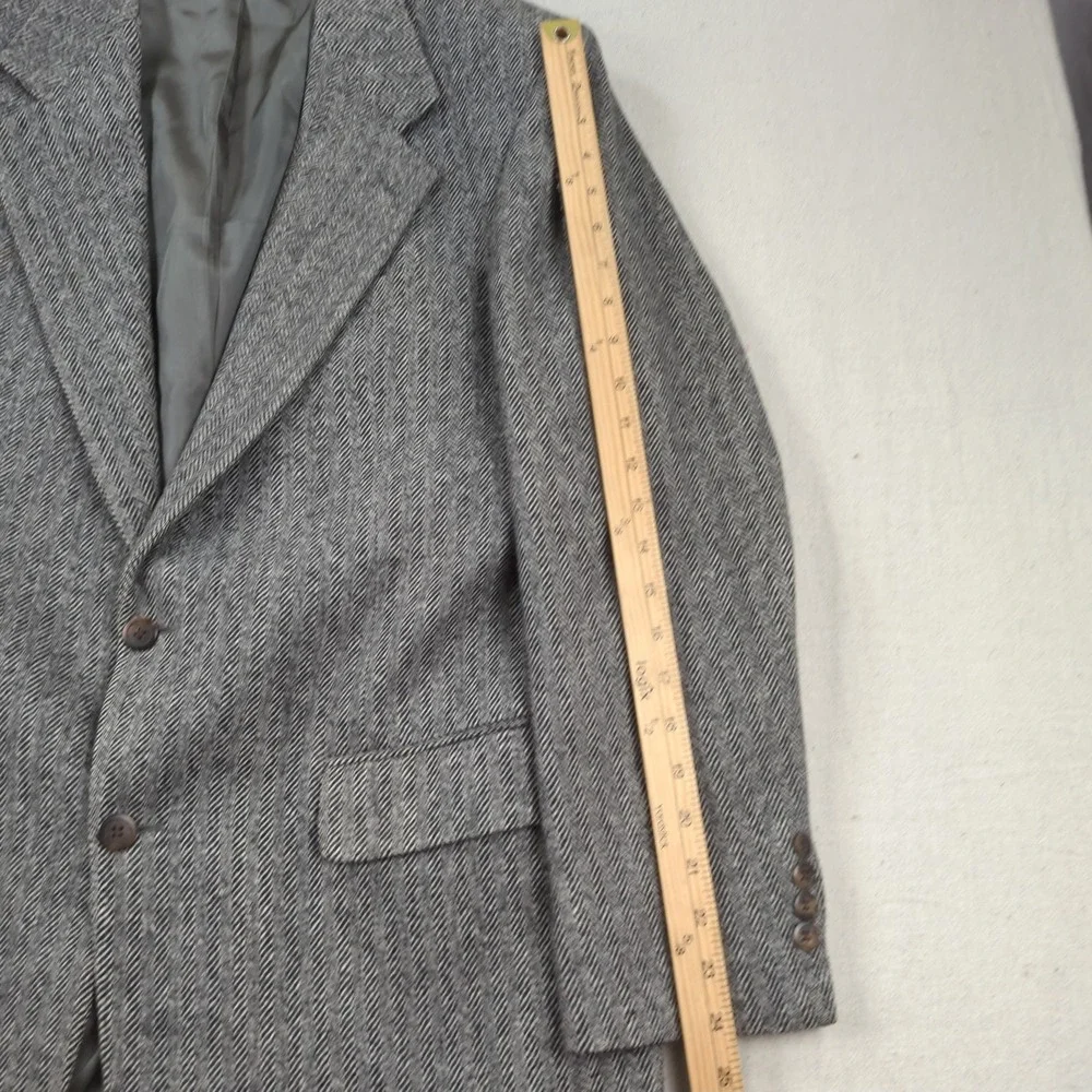 Orvis Blazer Mens 42R Gray Wool Herringbone Sport Coat Jacket USA Made